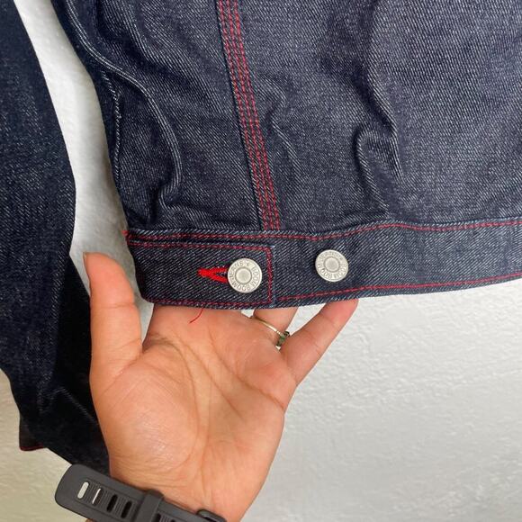 Boom Boom Vintage Jacket Womens Size Medium Denim Blue Dark Wash Button Jean - Picture 15 of 16